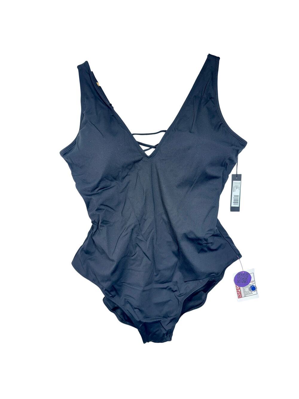 NWT TA3 Plungey Black Lace Up Sculpting Corset One Piece Swimsuit Sz 3X Reg/Long